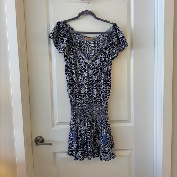 Skemo Blue patterned Gypsy Dress Size Large - Picture 1 of 11